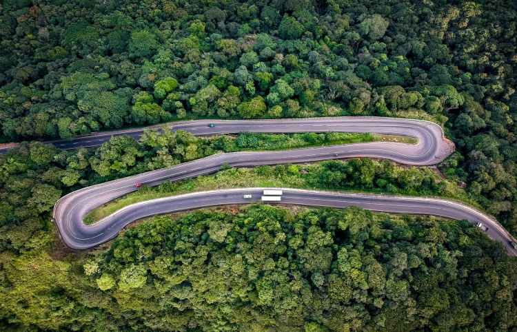birds eye view of road
